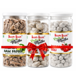 Boom Boom Khatta Meetha Combo Pack of 3 | Aam Papad, Aam Pachak & Anardana Digestive Candy Jars | Sweet & Tangy Indian Treats