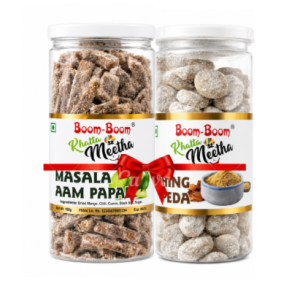 Boom Boom Khatta Meetha Combo Pack of 2 | Masala Aam Papad & Hing Peda | Sweet, Tangy & Chatpata Digestive Treats